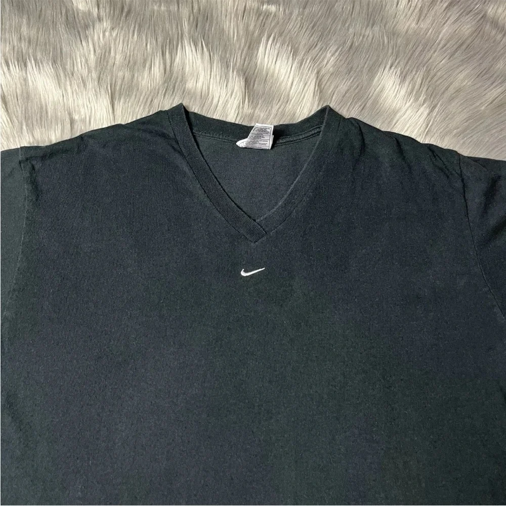 Vintage 90s Nike Made In USA Black Center Swoosh V Neck T Shirt